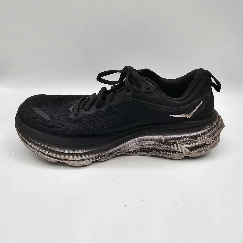 Hoka One One Bondi 8 Shoes Womens Size 7.5‎ Black Running Sneakers 1127952-BWHT
